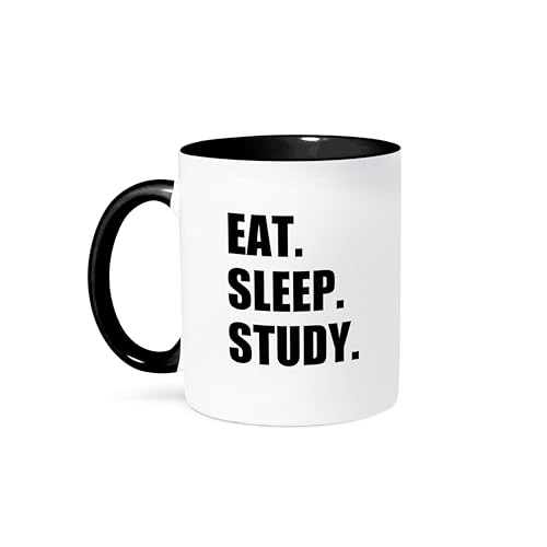 3dRose Eat Sleep Study Two Tone Mug, 11 oz, Black - Image 1