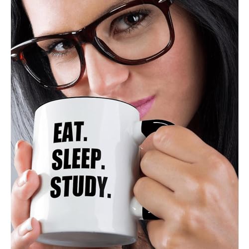 3dRose Eat Sleep Study Two Tone Mug, 11 oz, Black - Image 2