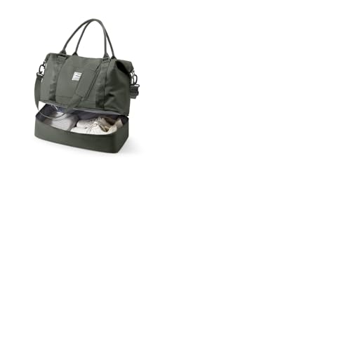 VECAVE Spirit Travel Duffel - 18x14x8 Inches Weekender Overnight Bag with Shoes Compartment, Trolley Sleeve, Carry On for Airplanes, Sport Tote Gym Bag - Green - Image 1