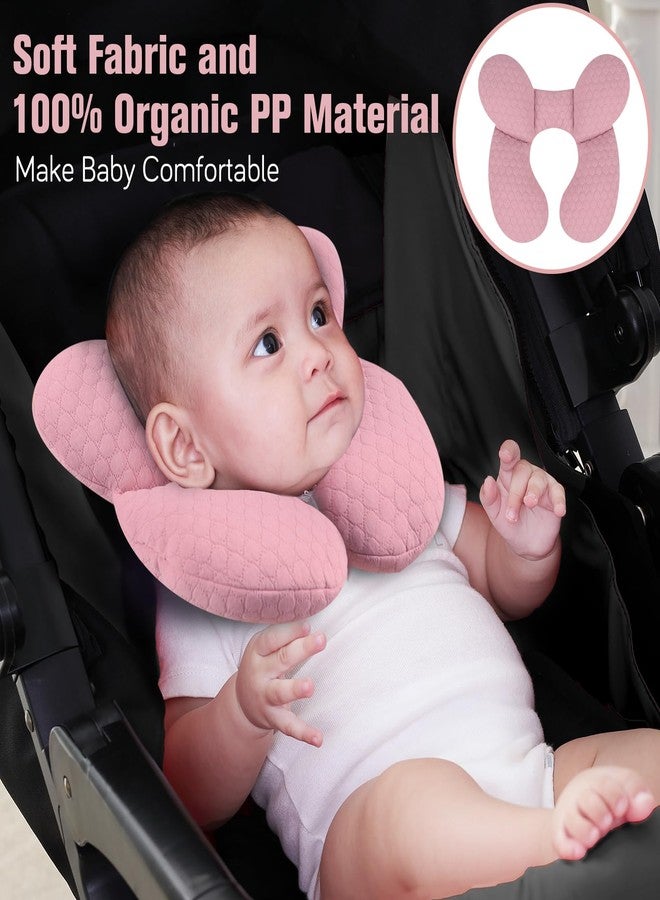 KAKIBLIN Baby Travel Pillow, Upgraded Baby Neck Pillows for Car Seat, Infant Neck Support Pillow for Head and Neck,Newborn Head Support for Car Seat,Pushchair (Pink) - Image 2