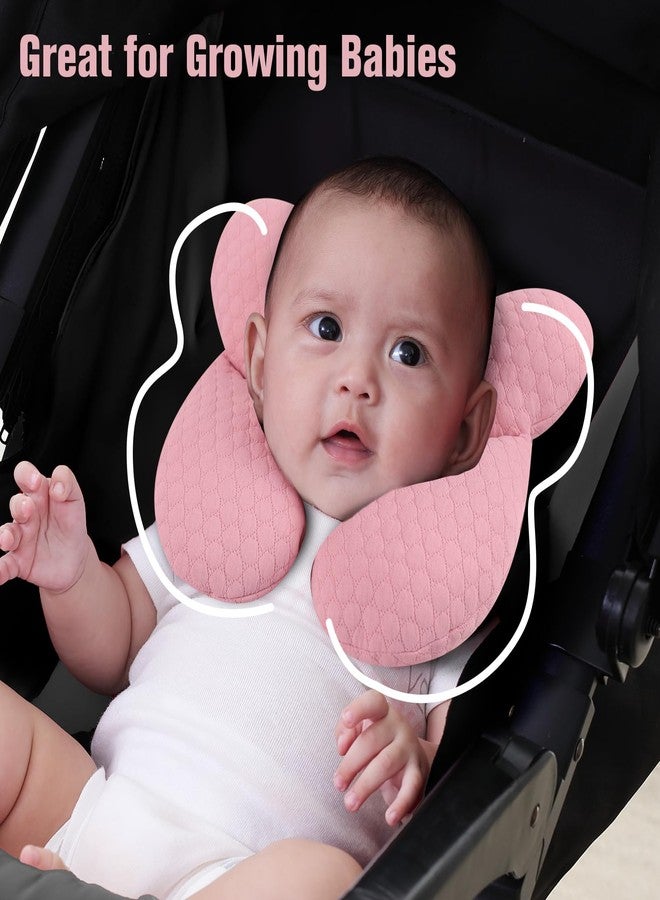 KAKIBLIN Baby Travel Pillow, Upgraded Baby Neck Pillows for Car Seat, Infant Neck Support Pillow for Head and Neck,Newborn Head Support for Car Seat,Pushchair (Pink) - Image 4
