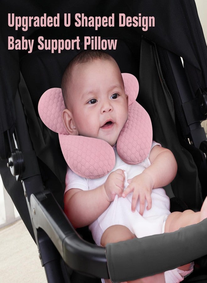 KAKIBLIN Baby Travel Pillow, Upgraded Baby Neck Pillows for Car Seat, Infant Neck Support Pillow for Head and Neck,Newborn Head Support for Car Seat,Pushchair (Pink) - Image 3
