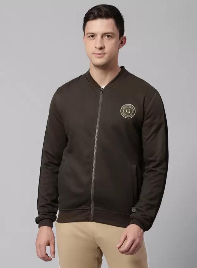Dennis Lingo Men's Dark Olive Polyester Blend Solid Pattern Regular Fit Sweatshirt  - Image 1