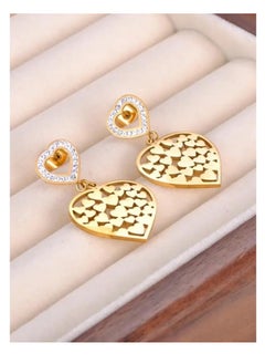 Generic Elegant stainless steel earrings for women and girls - in the shape of multiple hearts  - Image 2