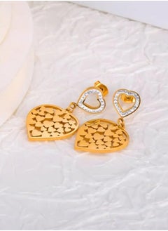 Generic Elegant stainless steel earrings for women and girls - in the shape of multiple hearts  - Image 3