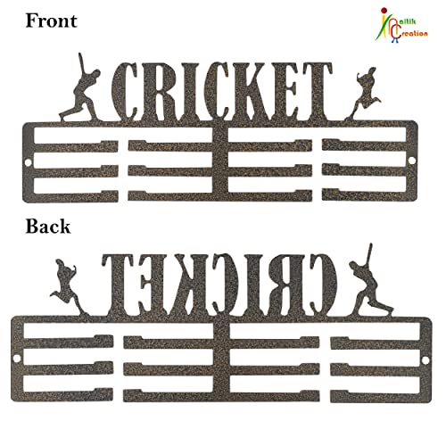 NAITIK CREATION Medal Hanger for Wall – Medal Holder Display Hanger | Holds Up to 45 Medals | Sports Medal Display | Medals Hanger | Premium Antique Golden (Cricket) - Image 3