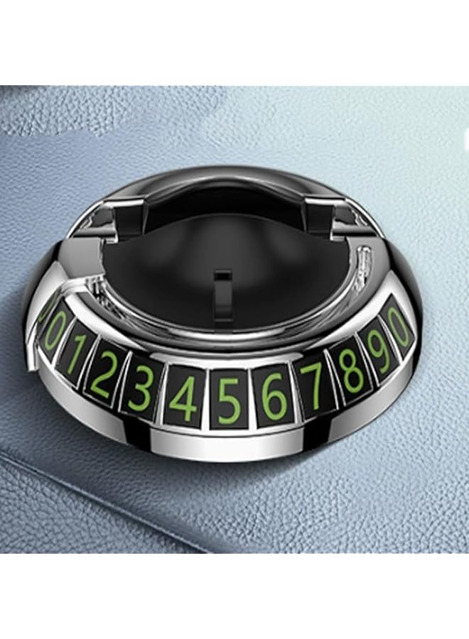 بيوينتي حامل هاتف سيارة متعدد الوظائف 2 في 1 مع زينة داخلية جديدة للتحكم المركزي للسيارة مع دوران 360 درجة وإضاءة ليلية مؤقتة لوقوف السيارات ولوحة ترخيص (فضي) - Image 1