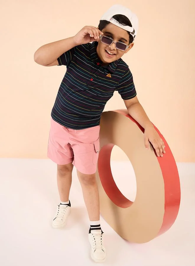 Stylo Bug Boys Cotton Striped Polo T-Shirt