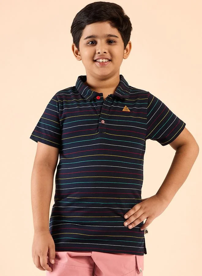 Stylo Bug Boys Cotton Striped Polo T-Shirt
