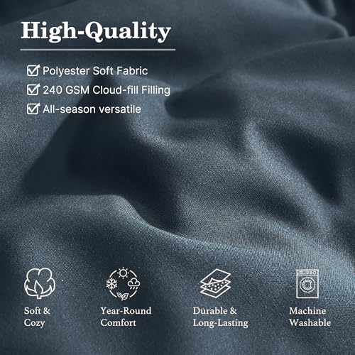 Monbix Full Size Comforter Set - 7 Pieces Blue Grey Bed in a Bag Full Size Bedding Sets with Comforters, All Seasons Comforter with Sheets,Pillowcases & Shams - Image 5