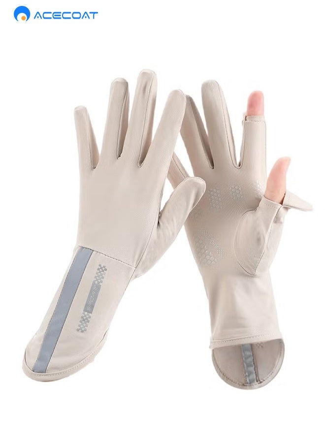ACECOAT Women's Sunblock Gloves, Non Slip UV Protection Driving Gloves with Full Finger Touchscreen and Wrist Length for Summer Riding, Fishing, Golfing, Outdoor Activities - Image 2