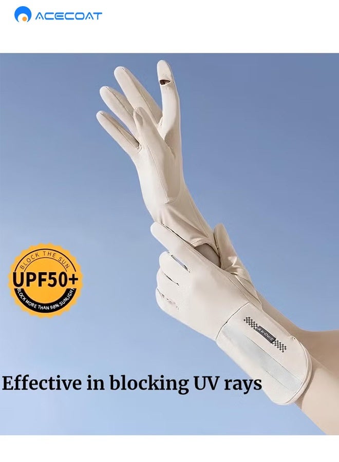 ACECOAT Women's Sunblock Gloves, Non Slip UV Protection Driving Gloves with Full Finger Touchscreen and Wrist Length for Summer Riding, Fishing, Golfing, Outdoor Activities - Image 3