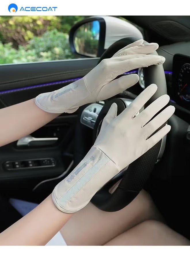 ACECOAT Women's Sunblock Gloves, Non Slip UV Protection Driving Gloves with Full Finger Touchscreen and Wrist Length for Summer Riding, Fishing, Golfing, Outdoor Activities - Image 1