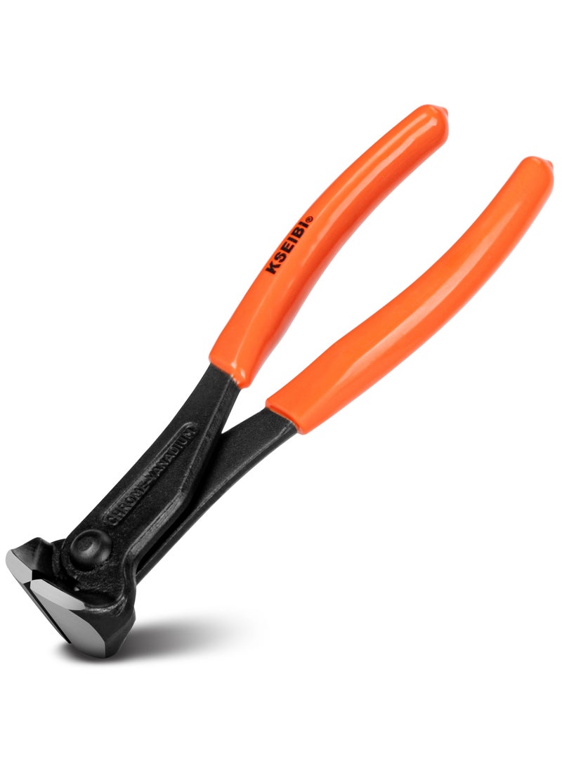 كسيبي كماشة قطع نهائية 7 بوصة، مقبض مقبض من الفولاذ الفاناديوم الكروم الأسود، كماشة نجار، أداة كماشة، مزيل المسامير، قاطع أسلاك الفولاذ، أداة السباكة والبناء، قطع الأنابيب البلاستيكية، قطع دقيق. - Image 1