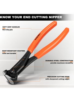 KSEIBI End Cutting Pliers 7 Inch, Grip Handle Black Chrome Vanadium Steel, Carpenter Pincer, Nippers Tool, Nail Remover, Steel Wire Cutter, plumbing and Construction Tool, Cutting PVC Pipes, Precise Cutting.  - Image 2