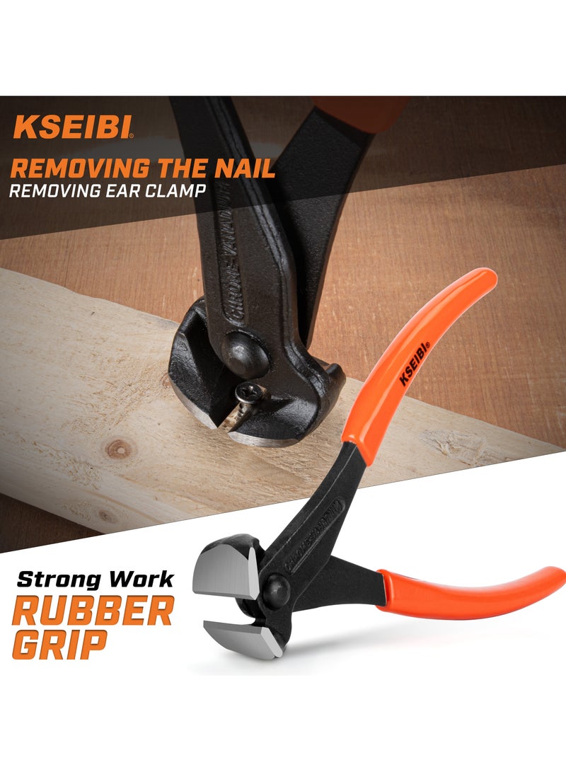 كسيبي كماشة قطع نهائية 7 بوصة، مقبض مقبض من الفولاذ الفاناديوم الكروم الأسود، كماشة نجار، أداة كماشة، مزيل المسامير، قاطع أسلاك الفولاذ، أداة السباكة والبناء، قطع الأنابيب البلاستيكية، قطع دقيق. - Image 3