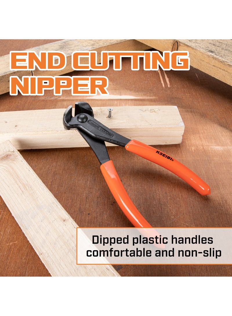 كسيبي كماشة قطع نهائية 7 بوصة، مقبض مقبض من الفولاذ الفاناديوم الكروم الأسود، كماشة نجار، أداة كماشة، مزيل المسامير، قاطع أسلاك الفولاذ، أداة السباكة والبناء، قطع الأنابيب البلاستيكية، قطع دقيق. - Image 4