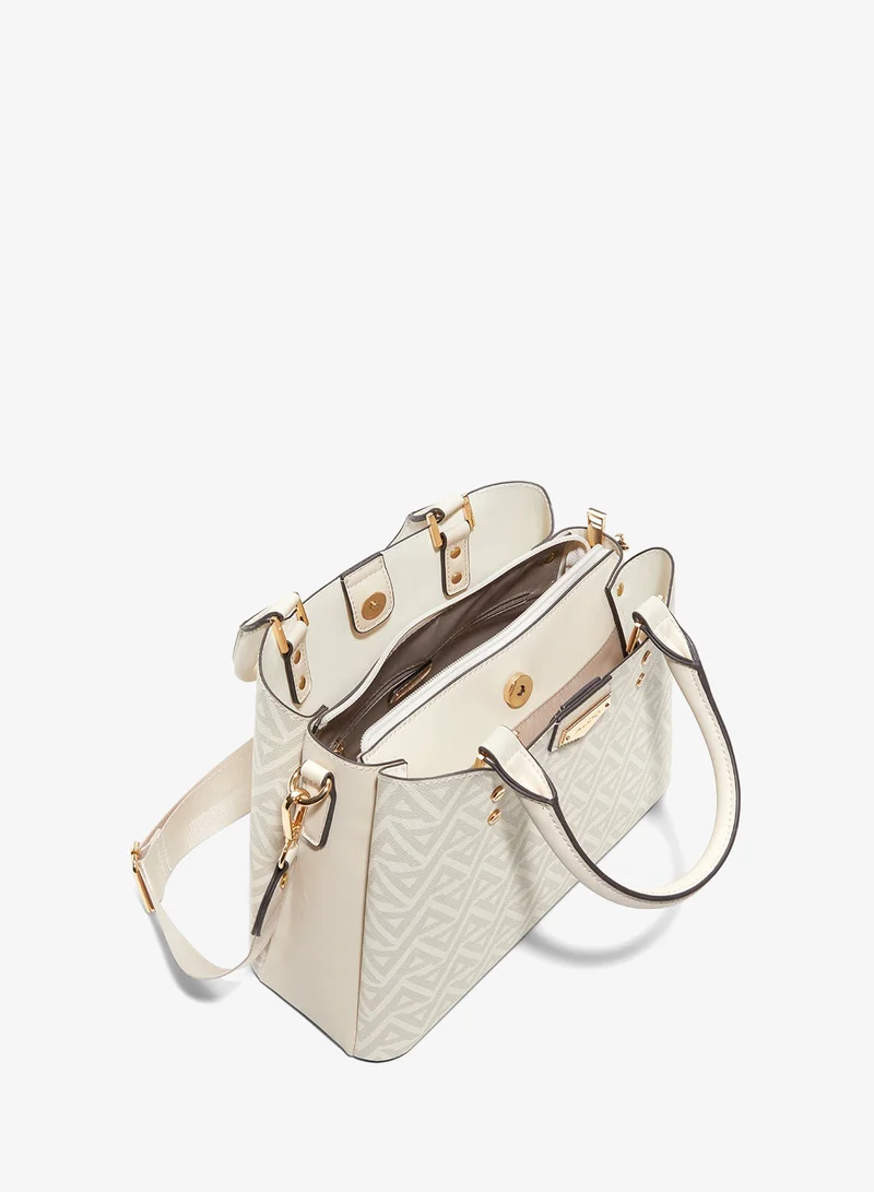 Aldo Beige Caraever All Over Print Satchel Bag for Women | Best Price UAE