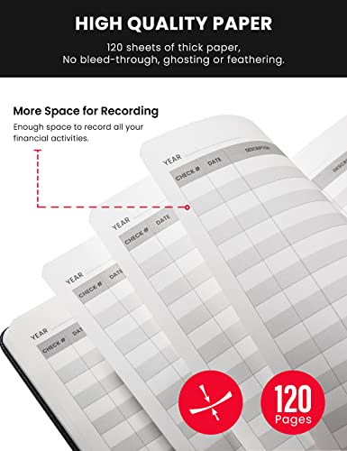 molekaus Check Registers for Personal Checkbook,Checkbook Register for Personal or Business, A5 Hardcover Registers Log to Track Payments, Deposits & Finances Transaction Black - Image 5