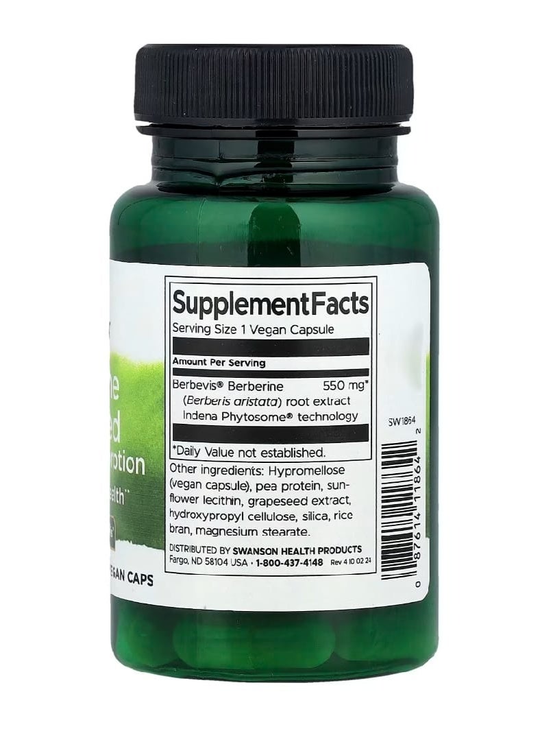 SWANSON Berberine Advanced Enhanced Absorption 30 Vegan Caps (550 mg per Capsule) - Image 2