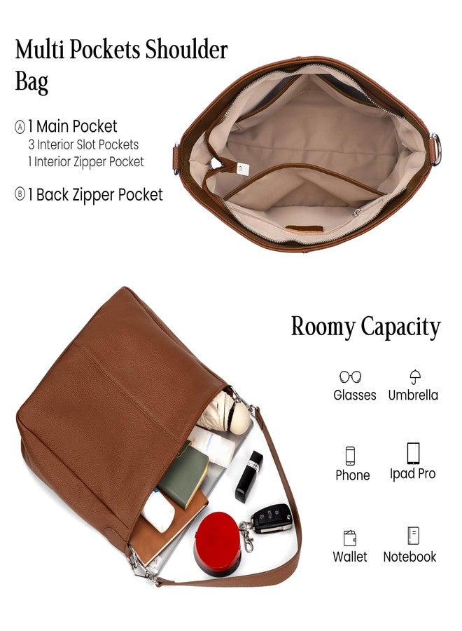 بيفن حقائب كتف من الجلد الطبيعي من بيفن، حقائب يد هوبو، حقائب صغيرة متينة، حقائب كروسبودي للنساء للاستخدام اليومي والسفر، لون بني كونياك - Image 4