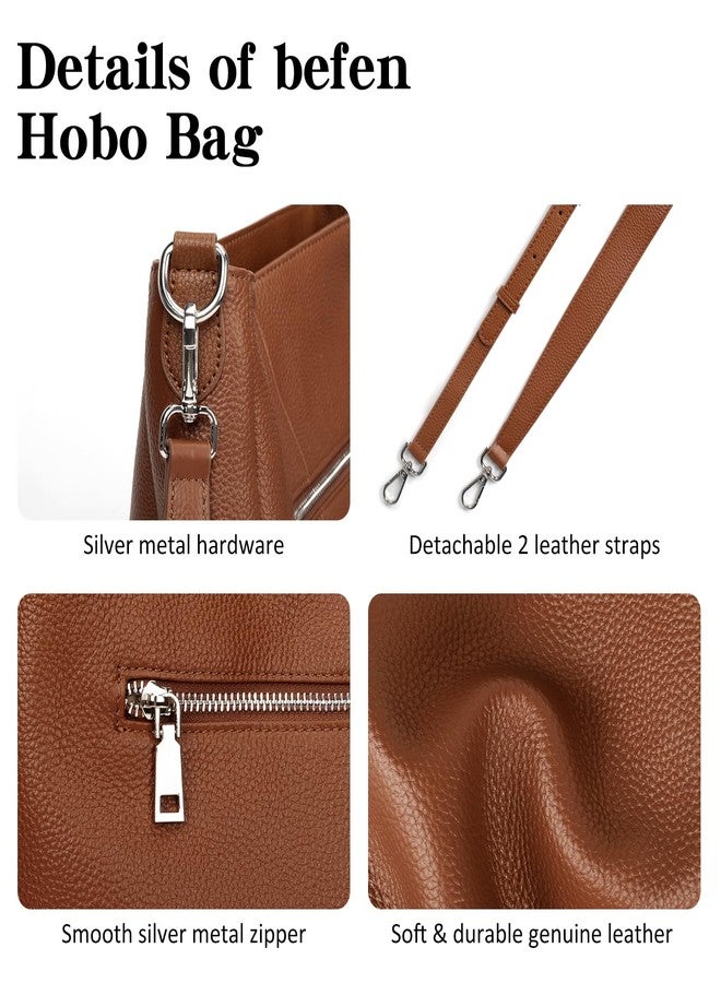 بيفن حقائب كتف من الجلد الطبيعي من بيفن، حقائب يد هوبو، حقائب صغيرة متينة، حقائب كروسبودي للنساء للاستخدام اليومي والسفر، لون بني كونياك - Image 5