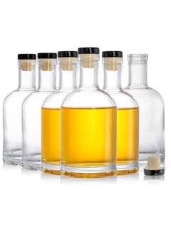 FUFU 6Pack Glass Bottles with Cork Clear Glass Bottles Nordic Bottles with Stopper Empty Heavy Base  Bottles for  Beverages Drinks  Water Soda  - Image 1