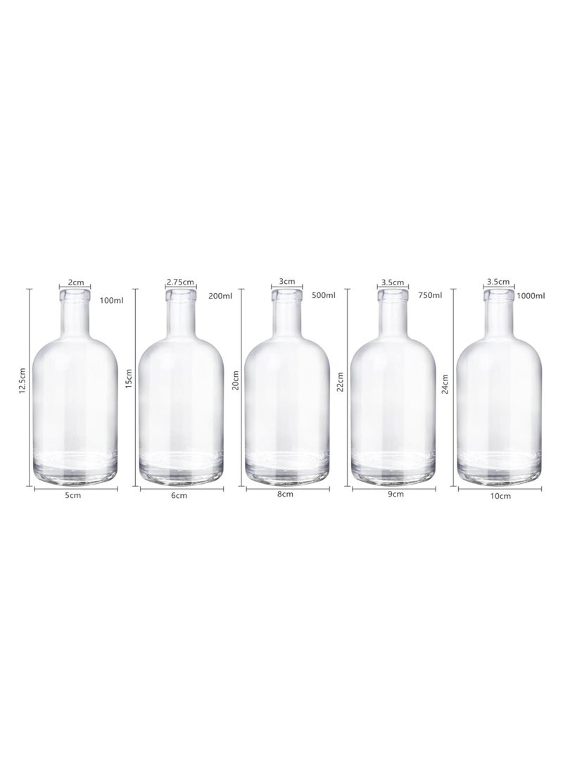 FUFU - 6Pack Glass Bottles with Cork Clear Glass Bottles Nordic Bottles with Stopper Empty Heavy Base  Bottles for  Beverages Drinks  Water Soda - Image 1