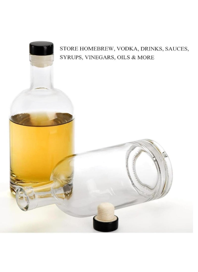 FUFU - 6Pack Glass Bottles with Cork Clear Glass Bottles Nordic Bottles with Stopper Empty Heavy Base  Bottles for  Beverages Drinks  Water Soda - Image 1