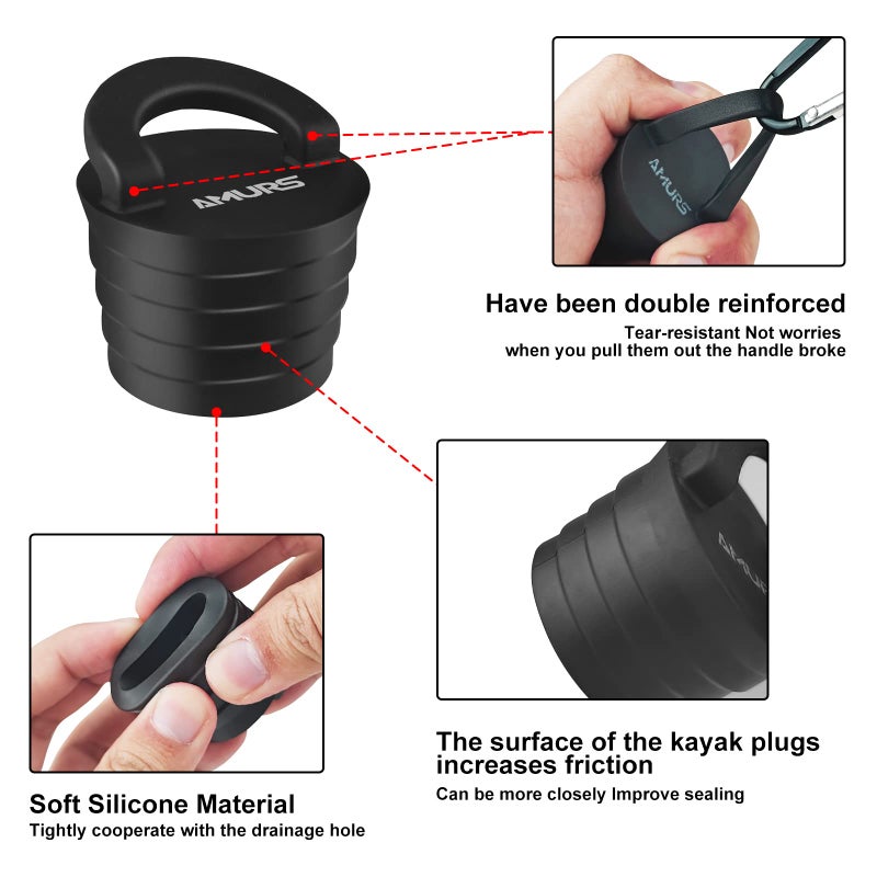 AMURS Kayak Scupper Plug Kit Scupper Plugs Drain Holes Stopper with Silicone Handle Universal Kayak Plugs for sit on top of Kayak Canoe Boat - Image 3