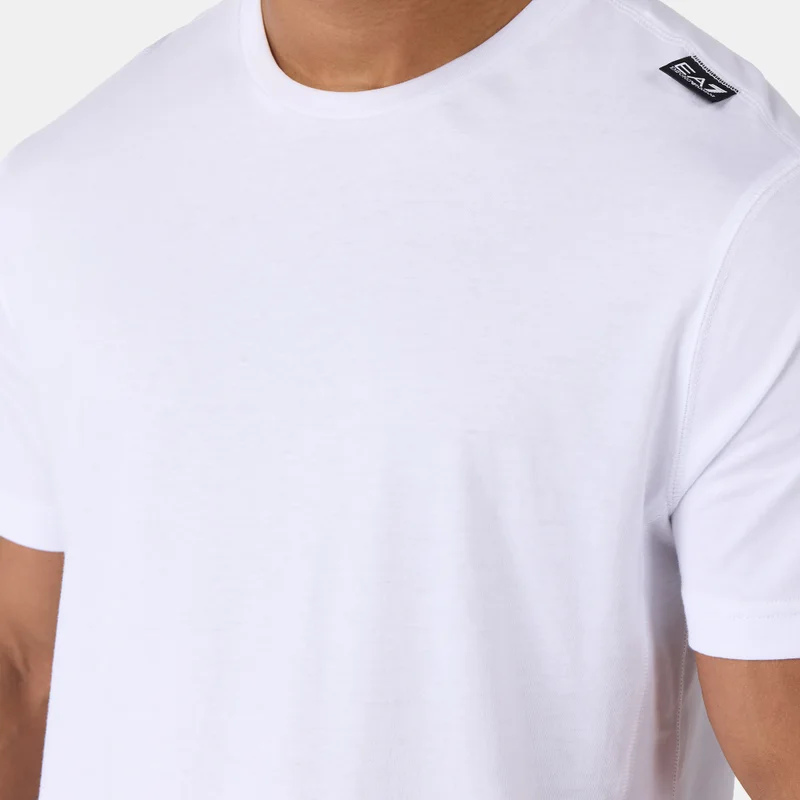 EA7 Emporio Armani White Men's Train Logo Series Taped T-Shirt for Men | Best Price UAE