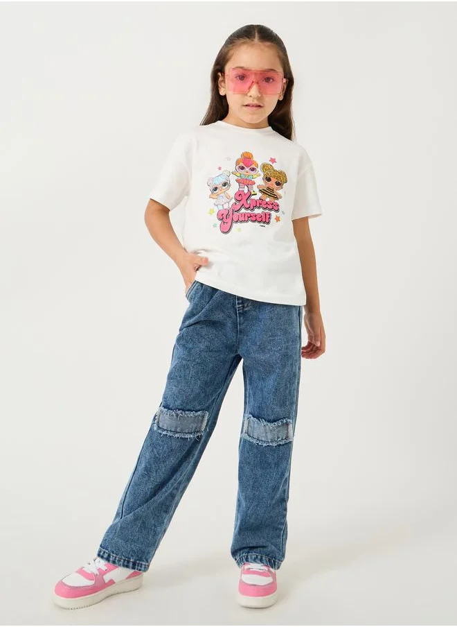 Styli Styli Acid Washed Patch Detail Jeans