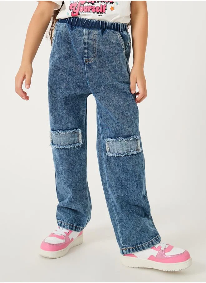 Styli Styli Acid Washed Patch Detail Jeans
