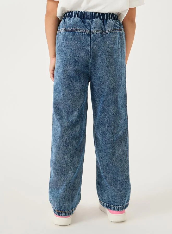Styli Styli Acid Washed Patch Detail Jeans