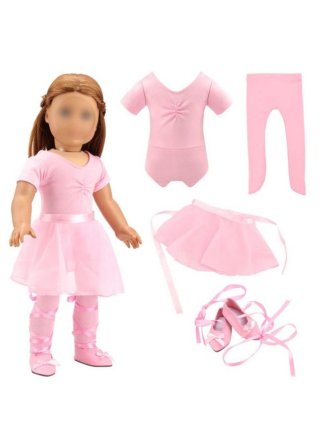 Barwa ملابس متطابقة لدمي الأمريكية بطول 18 بوصة 4 قطع ملابس باليه لراقصات الباليه فستان زي للفتيات ودمى بطول 18 بوصة (140 سم) - Image 5