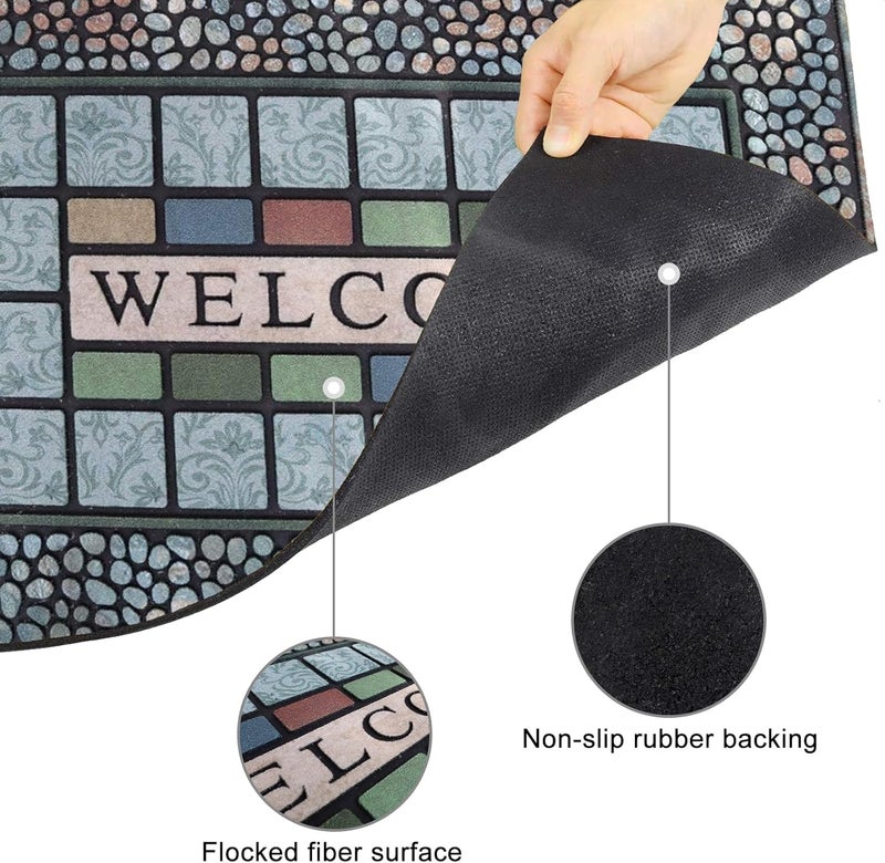 CHICHIC Entrance Door Mat Entry Way Doormat Front Door Rug Outdoor Heavy Duty Welcome Mat, Non Slip Rubber Back Low Profile for Garage, Patio, High Traffic Area, Large 24 x 36 Inch (Rectangle Style A) - Image 4