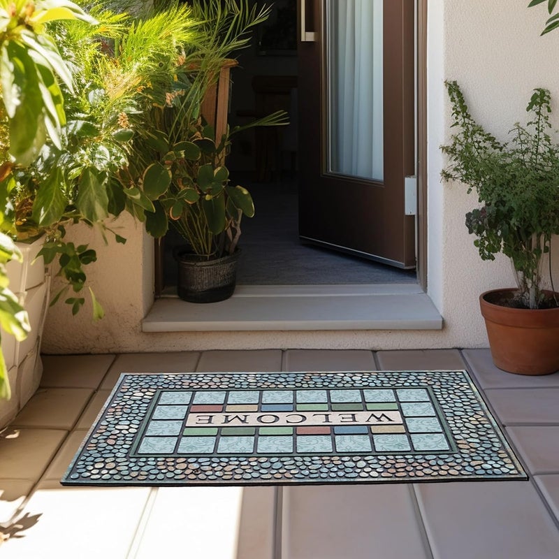 CHICHIC Entrance Door Mat Entry Way Doormat Front Door Rug Outdoor Heavy Duty Welcome Mat, Non Slip Rubber Back Low Profile for Garage, Patio, High Traffic Area, Large 24 x 36 Inch (Rectangle Style A) - Image 2