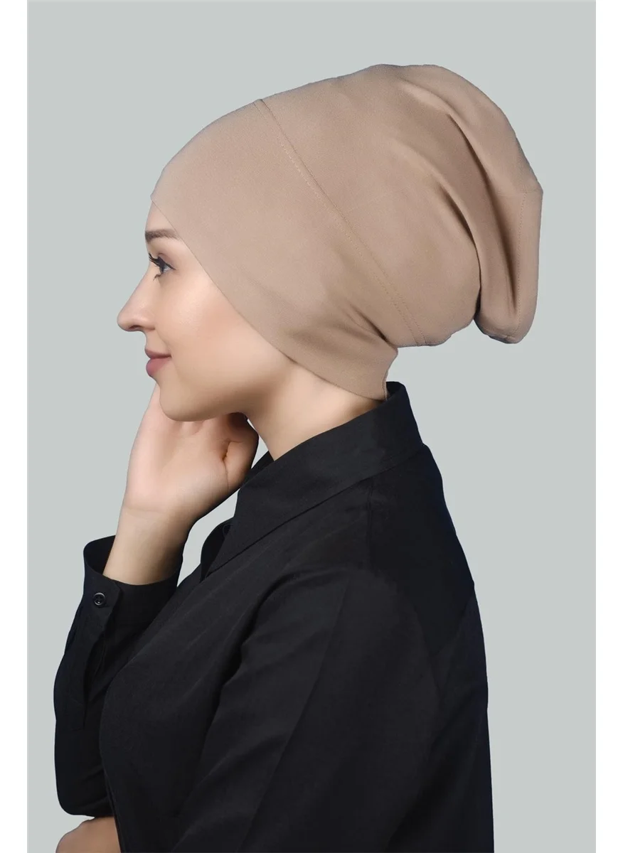 Altobeh Ready Practical Snap-on Long Tube Hijab Bonnet - Dark Beige