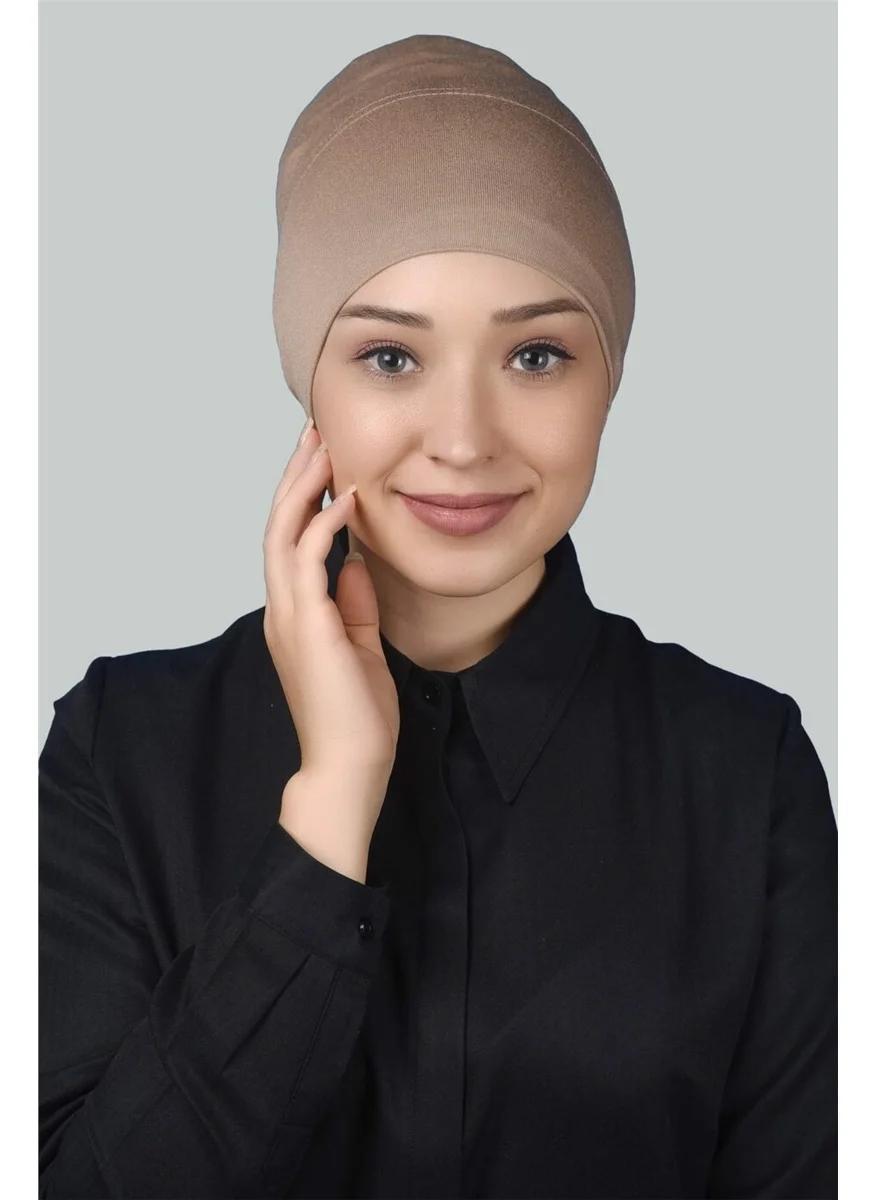 Altobeh Ready Practical Snap-on Long Tube Hijab Bonnet - Dark Beige