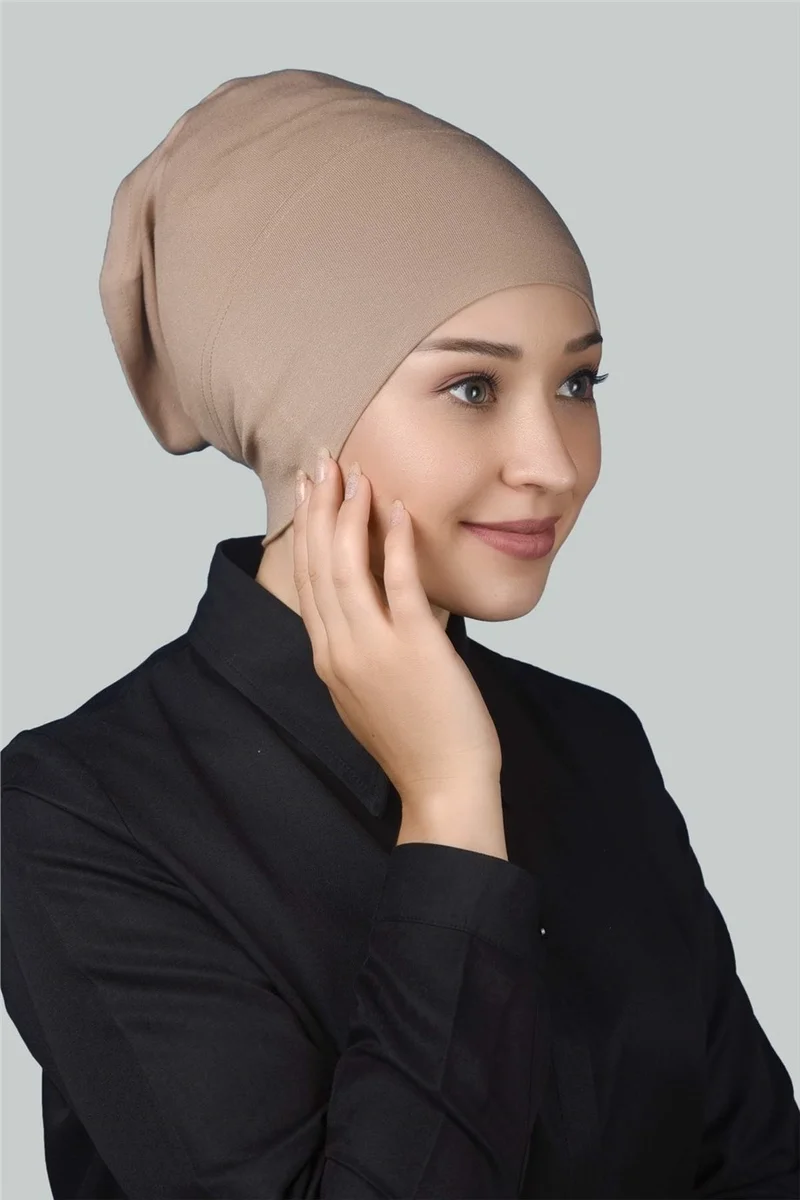 Altobeh Ready Practical Snap-on Long Tube Hijab Bonnet - Dark Beige