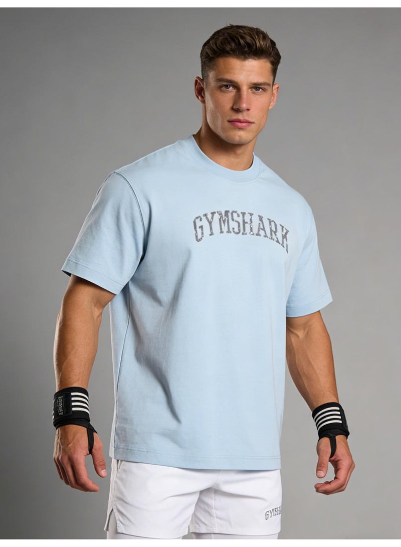 Gymshark 300G heavy GYMSHARK sports short-sleeved round neck T-shirt with cotton soft skin-friendly casual shirt for men and women. - Image 1