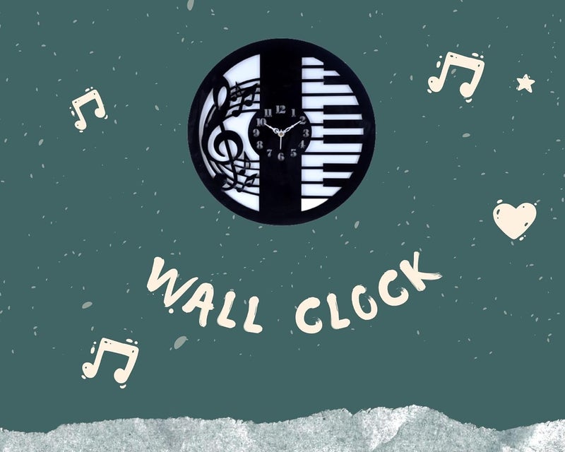 INON IMPORT EXPORT IIE IIE Wall Clock 12 Inch Music Design 1 Year Warranty Black White CL 30  - Image 5