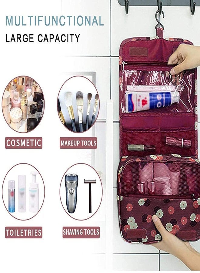 TAGUDA Multi-Function Travel Hanging Toiletry Bags Cosmetic Bag Makeup Bag for Women, Men, Red Flower - Image 4