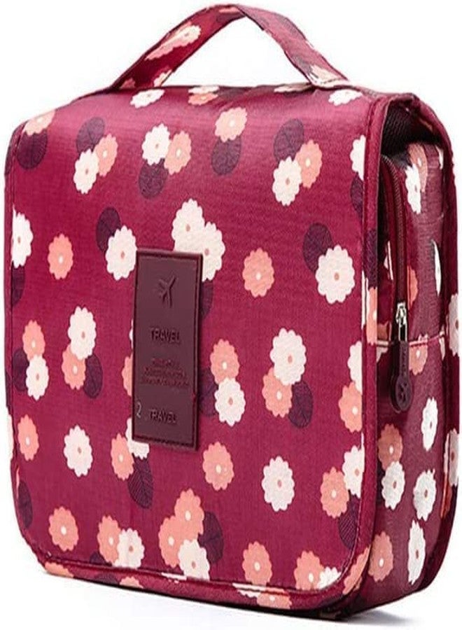 TAGUDA Multi-Function Travel Hanging Toiletry Bags Cosmetic Bag Makeup Bag for Women, Men, Red Flower - Image 1