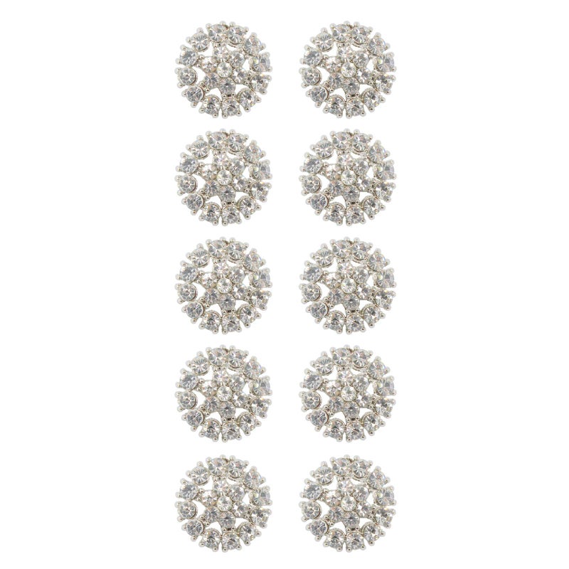 Jerler 10 Pcs Sliver Rhinestone Buttons Crystal Embellishments Sew on Clothing Buttons