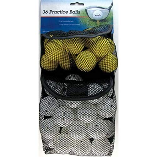 Intech Practice Golf Balls for Backyard or Indoors, 36 Pack (24 White Plastic Golf Balls with Holes and 12 Soft Yellow Foam Golf Balls) - Image 1