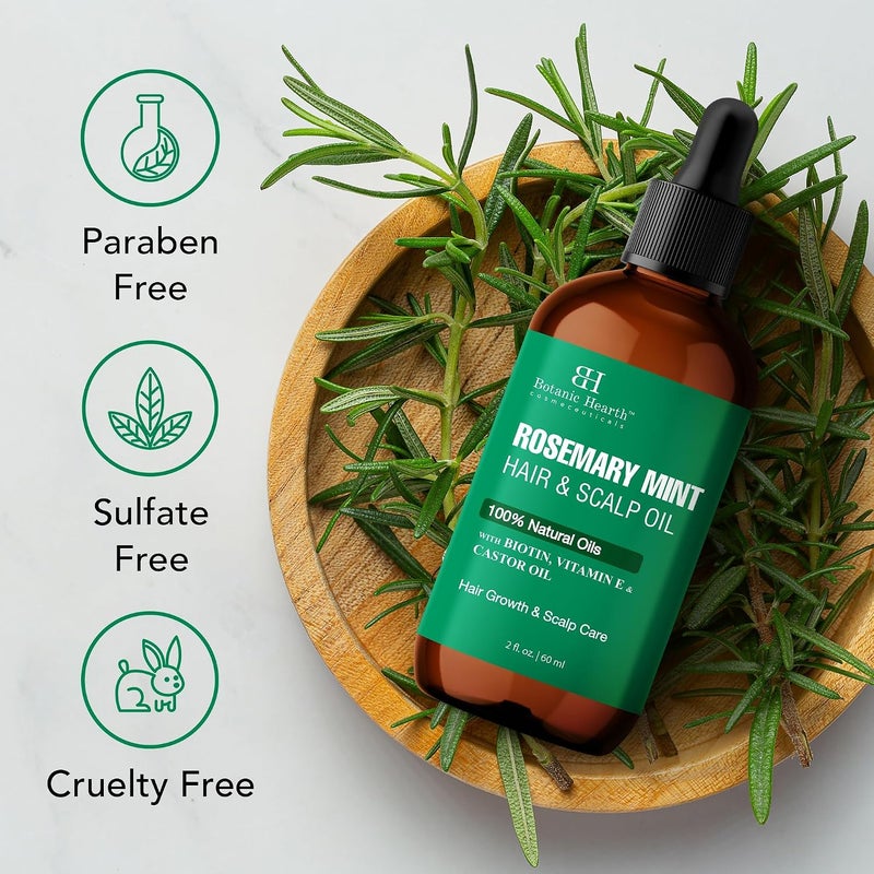 Botanic Hearth Rosemary Mint Oil & Scalp Strengthening Oil 60 ml Natural Hair Growth & Scalp Treatment Nourishing & Strengthening Essential Oils for Thicker, Healing Hair - Image 4