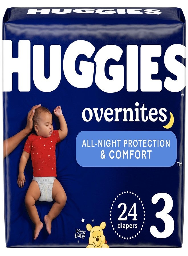 HUGGIES Nighttime Baby Diapers Overnites, White, Size 3 , 24 Count - Image 1