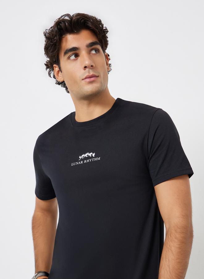 Styli Men Black Slogan Print Regular Fit T-Shirt - Image 1