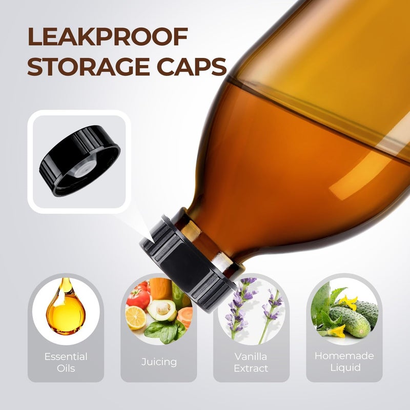 HomePicker 16 oz Amber Glass Soap Dispenser with Pump, Glass Pump Bottle for Lotion Body Oil, 500ml Hand and Dish Soap Dispensers Set with Storage Caps, Labels - 2 Pack - Image 4